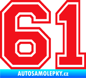 Samolepka Startovní číslo 61 typ 4 červená