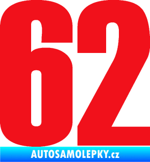 Samolepka Startovní číslo 62 typ 2  červená