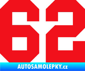 Samolepka Startovní číslo 62 červená