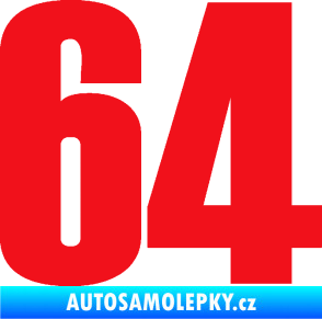 Samolepka Startovní číslo 64 typ 2    červená
