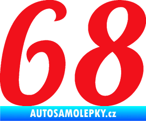 Samolepka Startovní číslo 68 typ 3 červená
