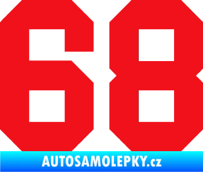 Samolepka Startovní číslo 68 červená