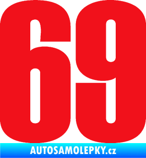 Samolepka Startovní číslo 69 typ 2        červená