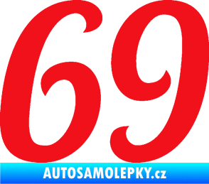 Samolepka Startovní číslo 69 typ 3 červená