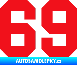 Samolepka Startovní číslo 69 červená