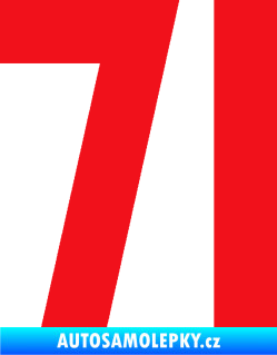 Samolepka Startovní číslo 71 červená