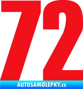 Samolepka Startovní číslo 72 typ 2   červená