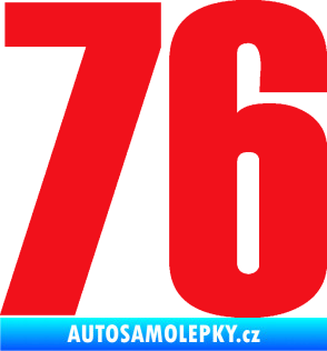 Samolepka Startovní číslo 76 typ 2       červená