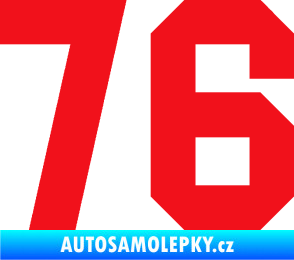 Samolepka Startovní číslo 76 červená