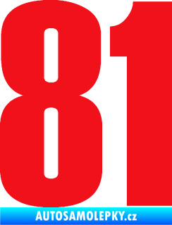 Samolepka Startovní číslo 81 typ 2 červená