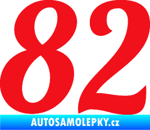 Samolepka Startovní číslo 82 typ 3   červená