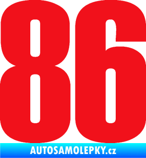 Samolepka Startovní číslo 86 typ 2      červená