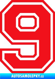 Samolepka Startovní číslo 9 typ 4 červená