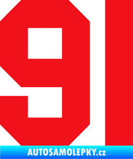 Samolepka Startovní číslo 91 červená