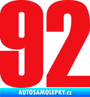 Samolepka Startovní číslo 92 typ 2  červená