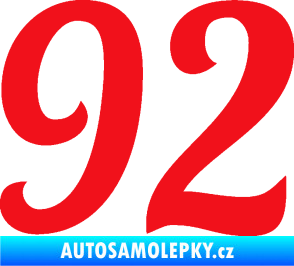 Samolepka Startovní číslo 92 typ 3   červená