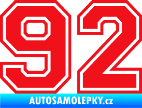 Samolepka Startovní číslo 92 typ 4 červená