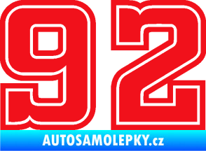 Samolepka Startovní číslo 92 typ 5 červená