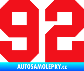 Samolepka Startovní číslo 92 červená