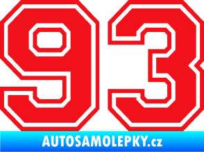 Samolepka Startovní číslo 93 typ 4 červená