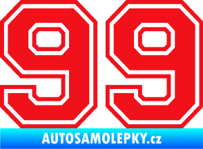 Samolepka Startovní číslo 99 typ 4 červená