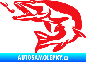 Samolepka Štika 005 levá s návnadou červená