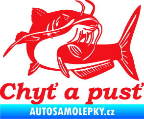 Samolepka Sumec 002 chyť a pusť pravá červená