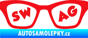 Samolepka Swag nápis v brýlích červená