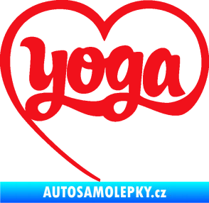 Samolepka Yoga nápis v srdíčku červená