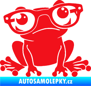 Samolepka Žába 011 pravá kouká s brýlemi červená