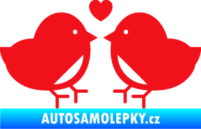Samolepka Zamilovaní ptáčci 001 se srdíčkem červená