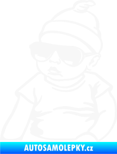 Samolepka Baby on board 003 levá miminko s brýlemi bílá