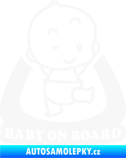 Samolepka Baby on board 011 pravá s nápisem bílá