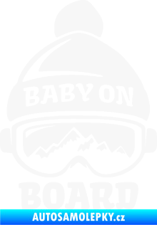 Samolepka Baby on board 012 levá na horách bílá