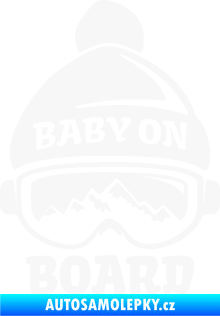 Samolepka Baby on board 012 pravá na horách bílá