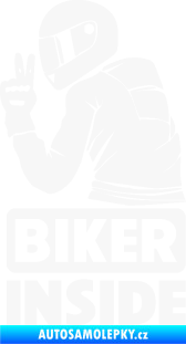 Samolepka Biker inside 003 levá motorkář bílá