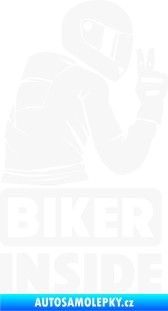 Samolepka Biker inside 003 pravá motorkář bílá