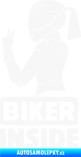 Samolepka Biker inside 004 levá motorkářka bílá