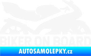 Samolepka Biker on board pravá motorka bílá