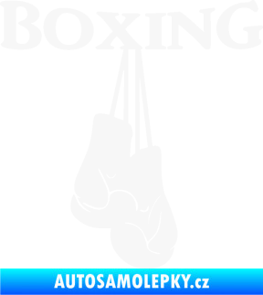 Samolepka Boxing nápis s rukavicemi bílá