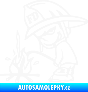 Samolepka Boy čůrá 004 hasič levá bílá