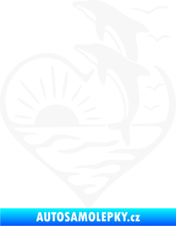 Samolepka Delfíni 002 levá západ slunce bílá
