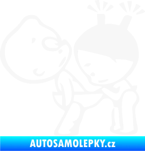Samolepka Děti kuk do kalhot pravá bílá