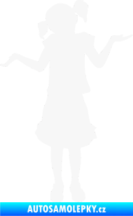 Samolepka Děti silueta 001 levá holčička krčí rameny bílá