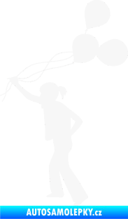 Samolepka Děti silueta 006 levá holka s balónky bílá