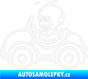 Samolepka Dítě v autě 041 levá chlapeček v autíčku bílá