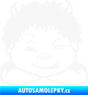 Samolepka Dítě v autě 055 levá kluk čertík bílá
