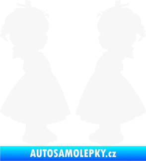 Samolepka Dítě v autě 072 dvě holčičky sourozenci bílá