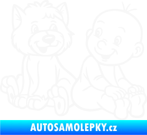 Samolepka Dítě v autě 087 pravá chlapeček s pejskem bílá