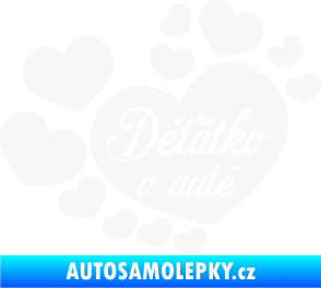 Samolepka Dítě v autě 092 nápis děťátko v autě se srdíčky bílá